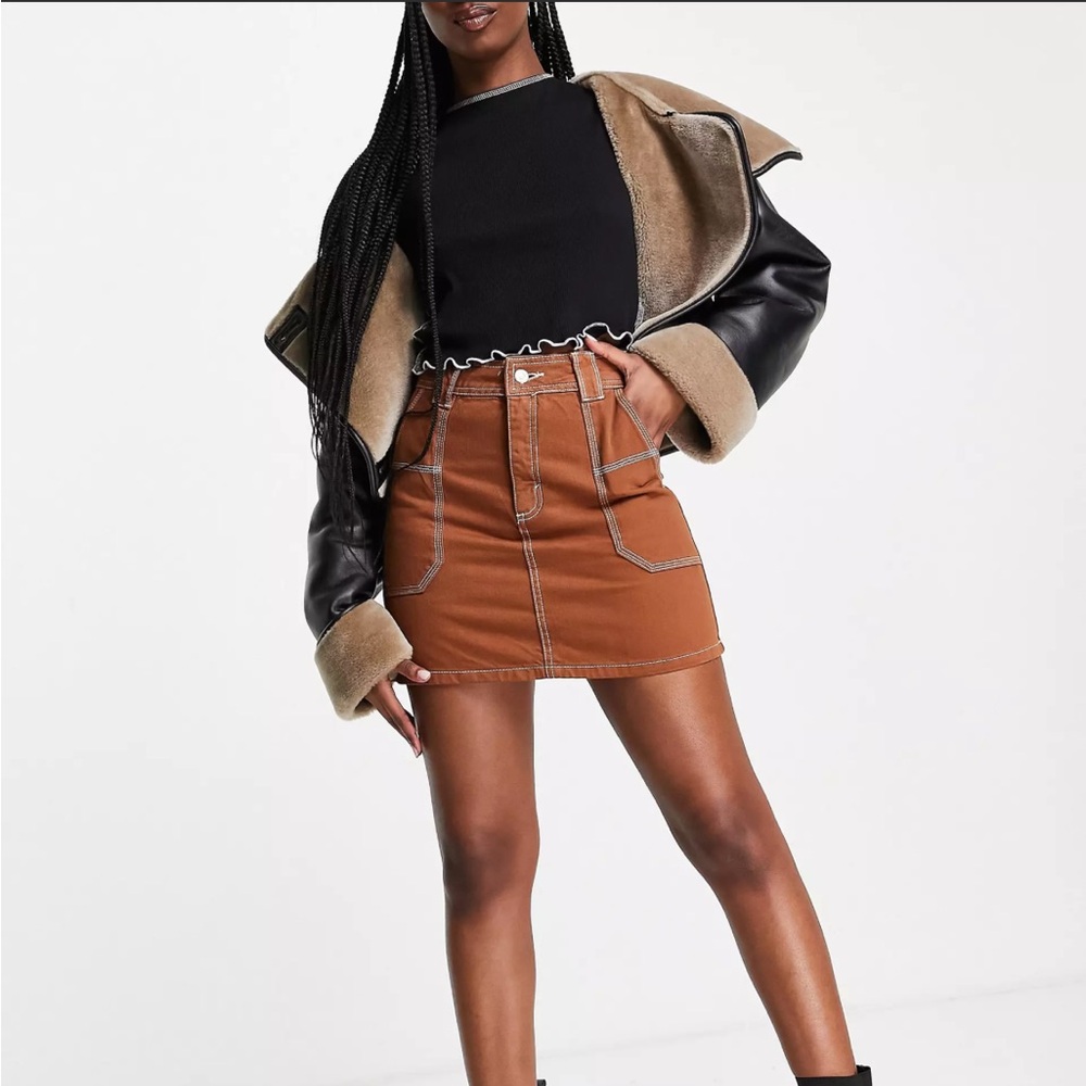 Top Shop Utility High Waist Denim Skirt